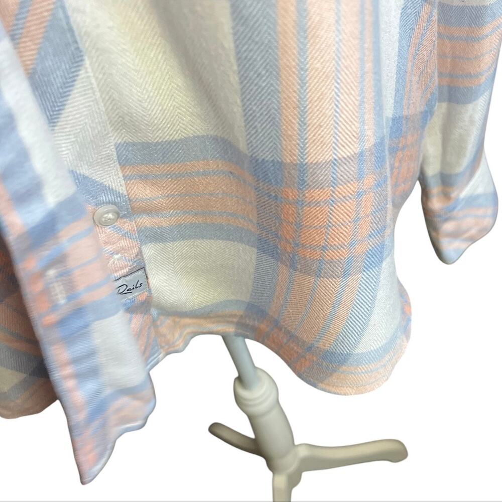 Rails Pastel Plaid Button-Up in Peach & Light Blue western fall size large - Picture 3 of 7